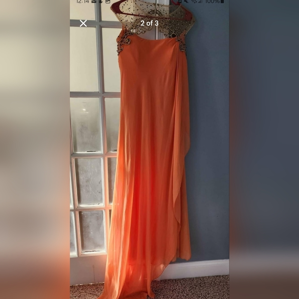 Vintage Orange Maxi Gown for Weddings - Picture 2 of 3